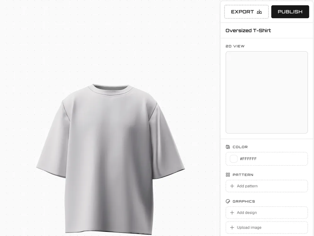 The 3DMockups editor with a 3D oversized tee ready to paint